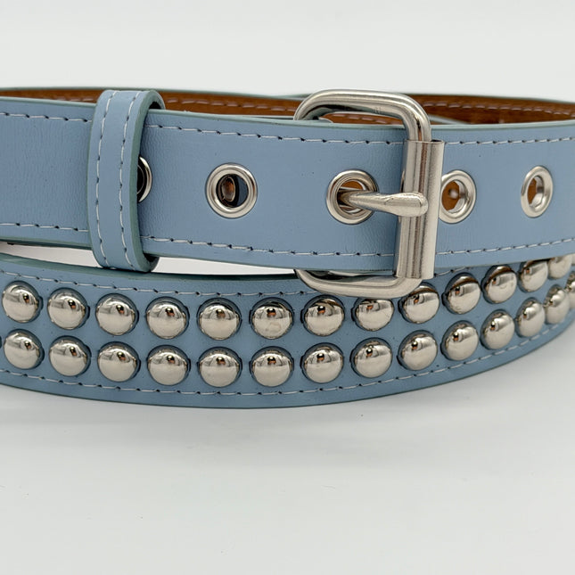 BT120VG  PREMIUM VEGAN LEATHER 2 ROW ROUND STUDDED BELT