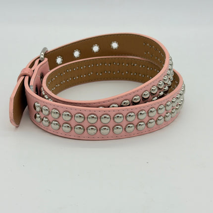 BT120VG  PREMIUM VEGAN LEATHER 2 ROW ROUND STUDDED BELT