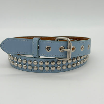 BT120VG  PREMIUM VEGAN LEATHER 2 ROW ROUND STUDDED BELT