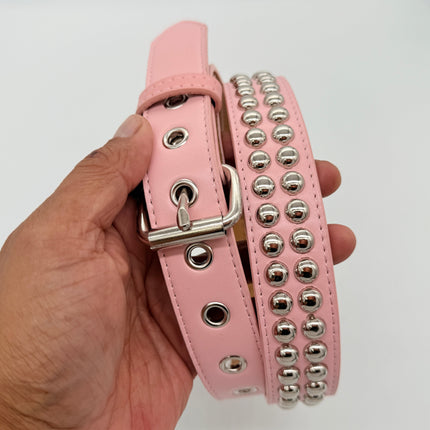 BT120VG  PREMIUM VEGAN LEATHER 2 ROW ROUND STUDDED BELT