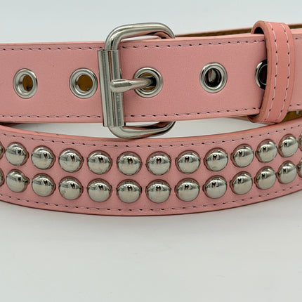 BT120VG  PREMIUM VEGAN LEATHER 2 ROW ROUND STUDDED BELT