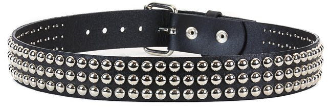 BT123VG  PREMIUM VEGAN LEATHER 3 ROW ROUND STUDDED BELT