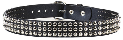 BT123VG  PREMIUM VEGAN LEATHER 3 ROW ROUND STUDDED BELT