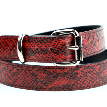 BT100SN-125RED  RED SNAKE 1 1/4" WIDE PLAIN BELT