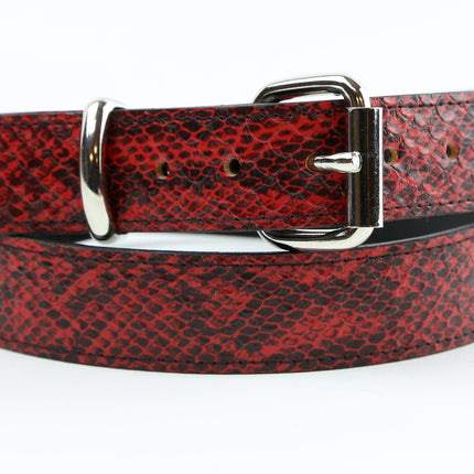 BT100SN-125RED  RED SNAKE 1 1/4" WIDE PLAIN BELT