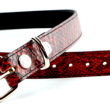 BT100SN-125RED  RED SNAKE 1 1/4" WIDE PLAIN BELT
