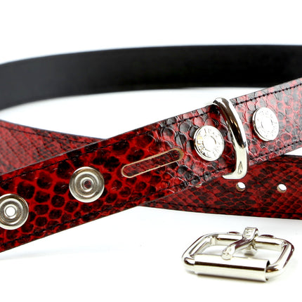 BT100SN-125RED  RED SNAKE 1 1/4" WIDE PLAIN BELT