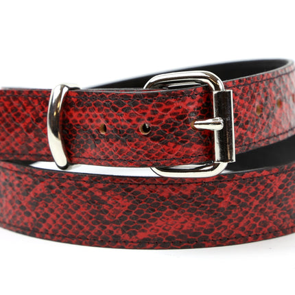 BT100SN-125RED  RED SNAKE 1 1/4" WIDE PLAIN BELT