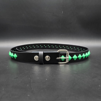 BT126-GS NEON GREEN DIAMOND STUDDED BELT