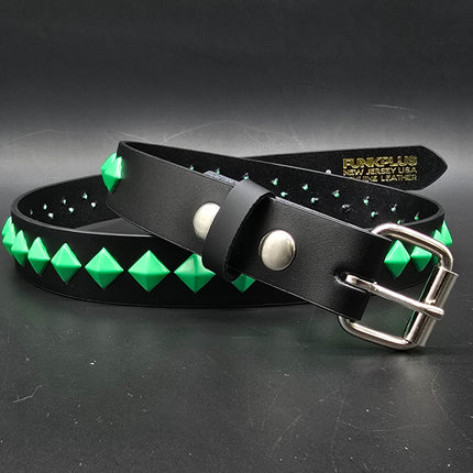 BT126-GS NEON GREEN DIAMOND STUDDED BELT