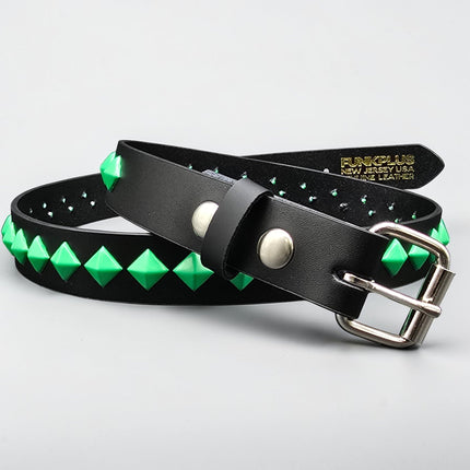 BT126-GS NEON GREEN DIAMOND STUDDED BELT