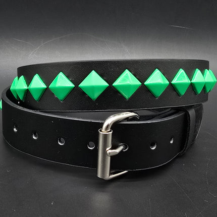 BT126-GS NEON GREEN DIAMOND STUDDED BELT