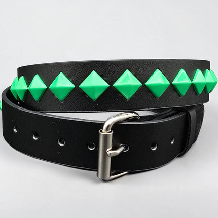 BT126-GS NEON GREEN DIAMOND STUDDED BELT