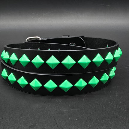 BT126-GS NEON GREEN DIAMOND STUDDED BELT