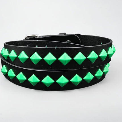BT126-GS NEON GREEN DIAMOND STUDDED BELT