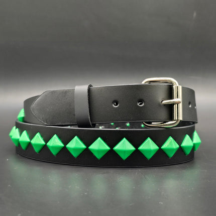 BT126-GS NEON GREEN DIAMOND STUDDED BELT