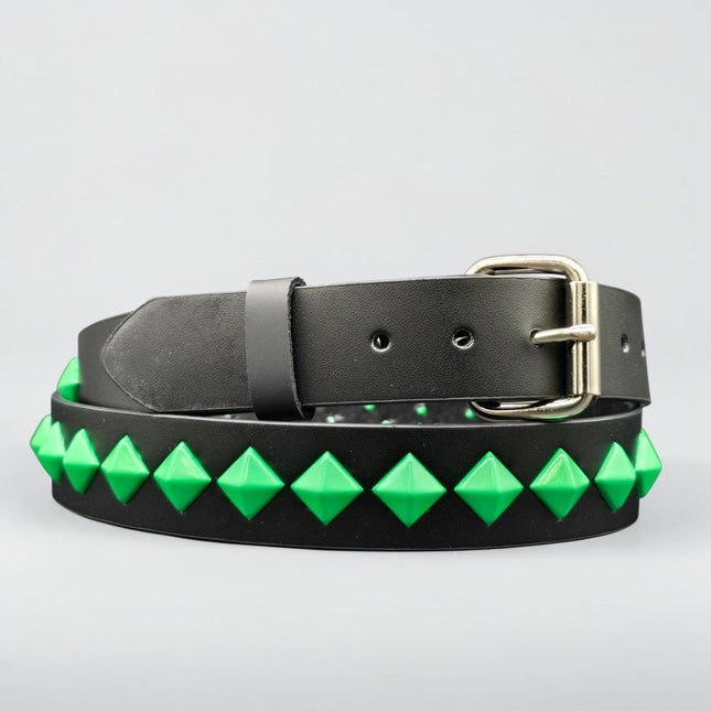 BT126-GS NEON GREEN DIAMOND STUDDED BELT