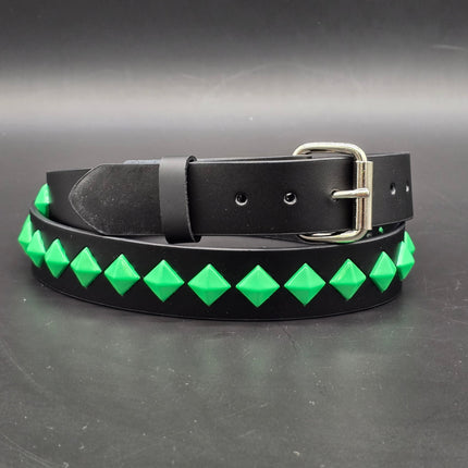 BT126-GS NEON GREEN DIAMOND STUDDED BELT
