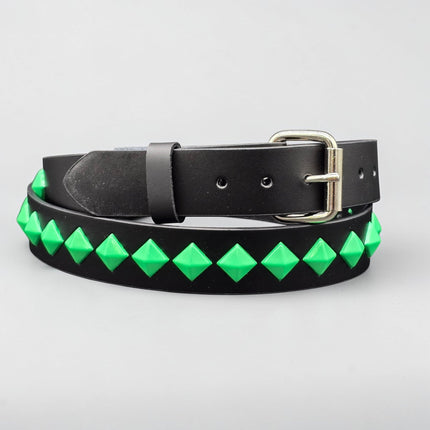 BT126-GS NEON GREEN DIAMOND STUDDED BELT