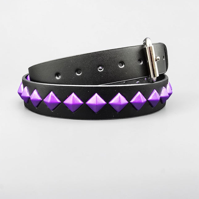 BT126-PPL NEON PURPLE DIAMOND STUDDED BELT