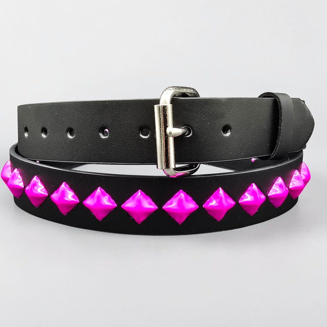 BT126-PS NEON PINK DIAMOND STUDDED BELT