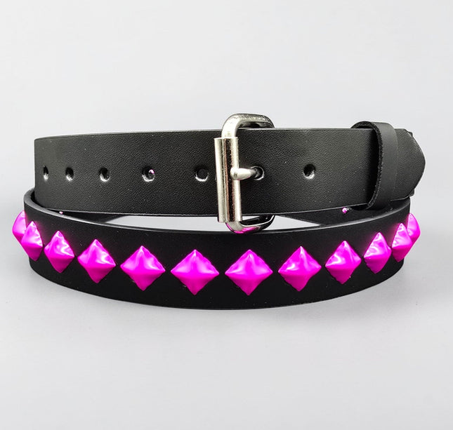 BT126-PS NEON PINK DIAMOND STUDDED BELT