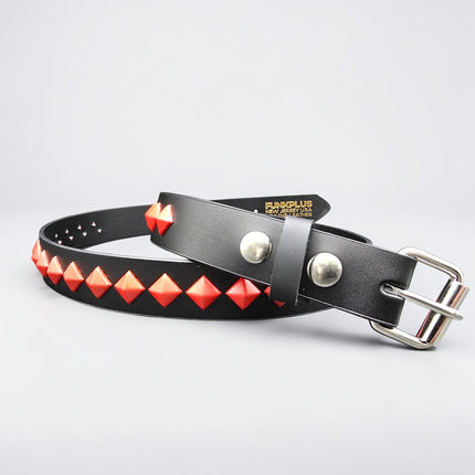 BT126-RS NEON RED DIAMOND STUDDED BELT