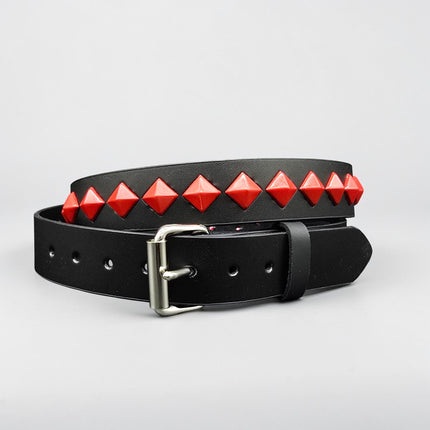 BT126-RS NEON RED DIAMOND STUDDED BELT