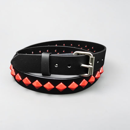 BT126-RS NEON RED DIAMOND STUDDED BELT
