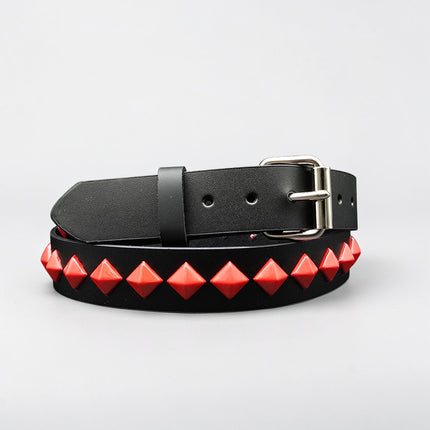 BT126-RS NEON RED DIAMOND STUDDED BELT