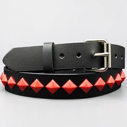 BT126-RS NEON RED DIAMOND STUDDED BELT