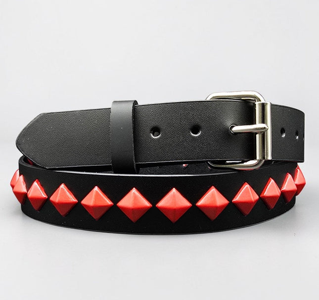 BT126-RS NEON RED DIAMOND STUDDED BELT