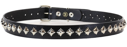 BT126 1 ROW DIAMOND STUD BLACK LEATHER BELT