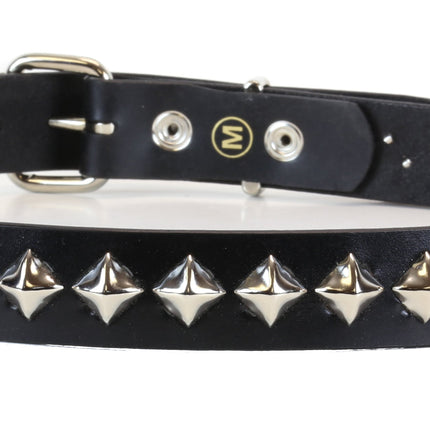 BT126 1 ROW DIAMOND STUD BLACK LEATHER BELT