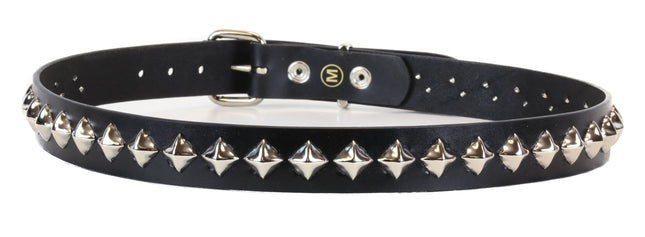 BT126 1 ROW DIAMOND STUD BLACK LEATHER BELT