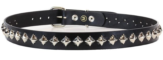 BT126 1 ROW DIAMOND STUD BLACK LEATHER BELT