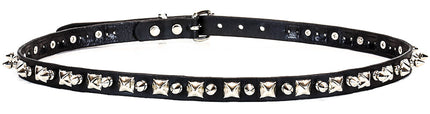 BT132 SPIKE & PYRAMID STUDS ALTERNATE BLACK LEATHER BELT