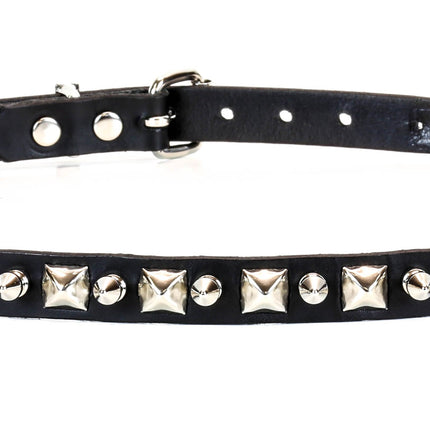 BT132 SPIKE & PYRAMID STUDS ALTERNATE BLACK LEATHER BELT