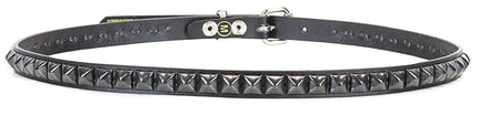 BT134-BS  1 ROW 1/2" PYRAMID STUDS BLACK LEATHER BELT