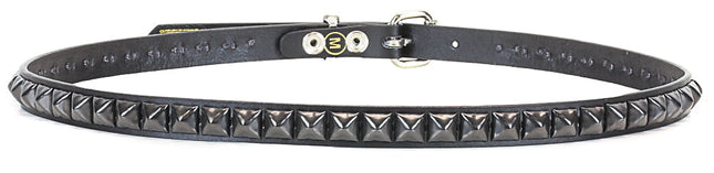 BT134-BS  1 ROW 1/2" PYRAMID STUDS BLACK LEATHER BELT