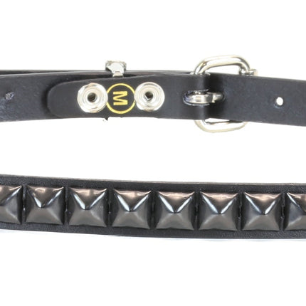 BT134-BS  1 ROW 1/2" PYRAMID STUDS BLACK LEATHER BELT