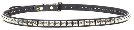 BT134 1 ROW 1/2" PYRAMID STUDS BLACK LEATHER BELT