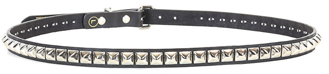 BT134 1 ROW 1/2" PYRAMID STUDS BLACK LEATHER BELT