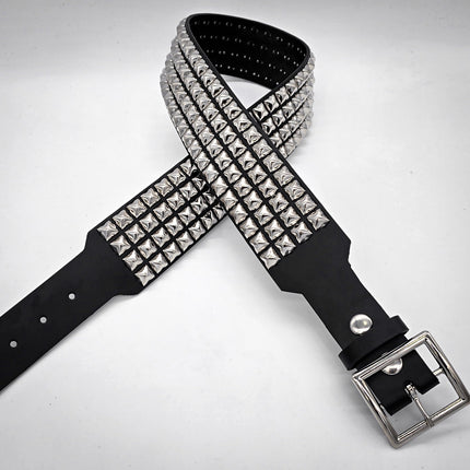BT143B-GB 4 ROW PYRAMID STUDDED BELT WITH NARROW HEAD GARRISON BUCKLE
