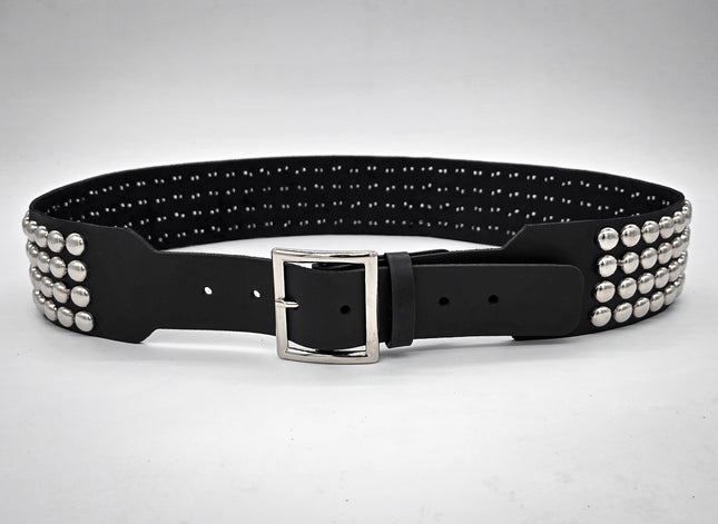 BT143B-RND-GB 4 ROW CONICAL STUDDED BELT WITH NARROW HEAD GARRISON BUCKLE