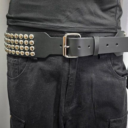 BT143B-RND-GB 4 ROW ROUND STUDDED BELT WITH NARROW HEAD ROLLER BUCKLE