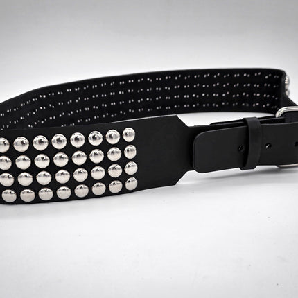 BT143B-RND-GB 4 ROW ROUND STUDDED BELT WITH NARROW HEAD ROLLER BUCKLE