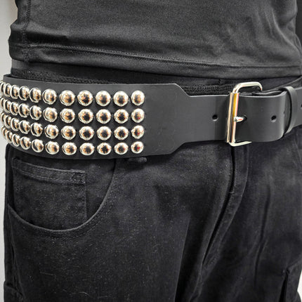 BT143B-RND-GB 4 ROW ROUND STUDDED BELT WITH NARROW HEAD ROLLER BUCKLE