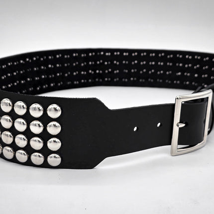 BT143B-RND-GB 4 ROW CONICAL STUDDED BELT WITH NARROW HEAD GARRISON BUCKLE
