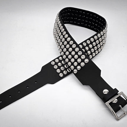 BT143B-RND-GB 4 ROW CONICAL STUDDED BELT WITH NARROW HEAD GARRISON BUCKLE